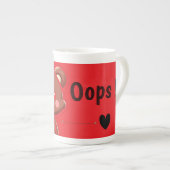 Funny “Oops!” Teddy Bear Mug – Cute Kawaii Red  Porzellantasse (Vorderseite Rechts)
