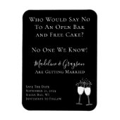 Funny Open Bar Free Cake Hochzeit speichern das Da Magnet (Vertikal)