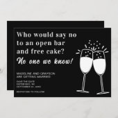 Funny Open Bar Free Cake Hochzeit speichern das Da Save The Date (Vorne/Hinten)
