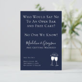 Funny Open Bar Free Cake Hochzeit speichern das Da Save The Date (Stehend Vorderseite)