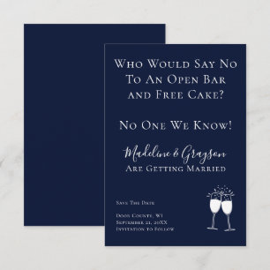 Funny Open Bar Free Cake Hochzeit speichern das Da Save The Date