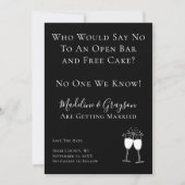 Funny Open Bar Free Cake Hochzeit speichern das Da Save The Date (Vorderseite)