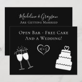 Funny Open Bar Free Cake und Hochzeit Save the Dat Date (Vorne/Hinten)