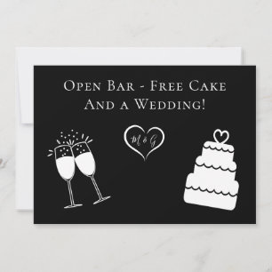 Funny Open Bar Free Cake und Hochzeit Save the Dat Date