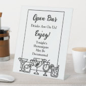 Funny Open Bar Wedding Sign Sockelschild (In Situ)
