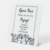 Funny Open Bar Wedding Sign Sockelschild (Vorderseite)