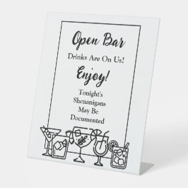 Funny Open Bar Wedding Sign Sockelschild