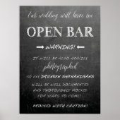 Funny Open Bar Wedding-Zeichen | Chalkboard-Stil Poster (Vorne)
