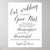 Funny Open Bar Wedding-Zeichen | Personalisierte N Poster (Vorne)
