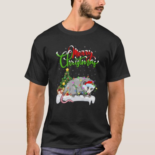 Funny Opossum Animal Lover Xmas Licht Opossum C T-Shirt (Vorderseite)