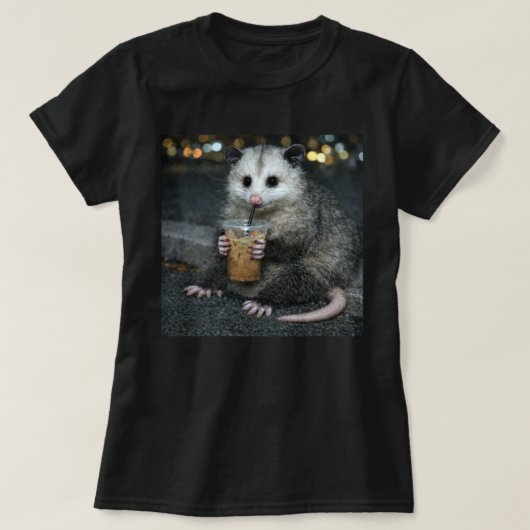 Funny opossum Drinking  Coffee Shirt Cute Animal (Design vorne)