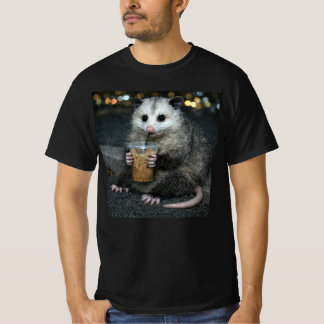 Funny opossum Drinking Iced Coffee Cute Animal T-Shirt