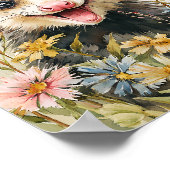 Funny Opossum in Blume - Aquarell Poster (Ecke)