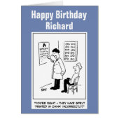 Funny Optician gibt einen Augentest-Cartoon (Vorne)