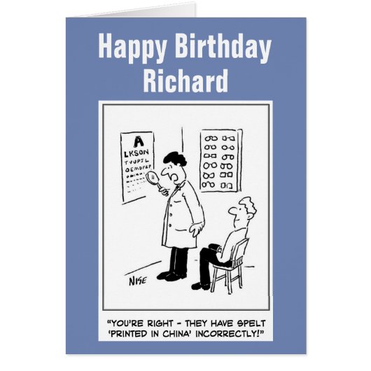 Funny Optician gibt einen Augentest-Cartoon (Vorne)