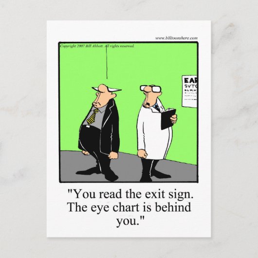 Funny Optometrist Cartoon Postkarte (Vorderseite)