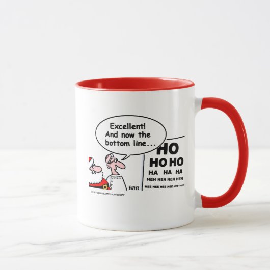 Funny Optometrist Cartoon Santa Claus Augentest Tasse (Rechts)
