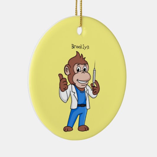 Funny Orang-Utan Cartoon Arzt Keramik Ornament (Rechts)