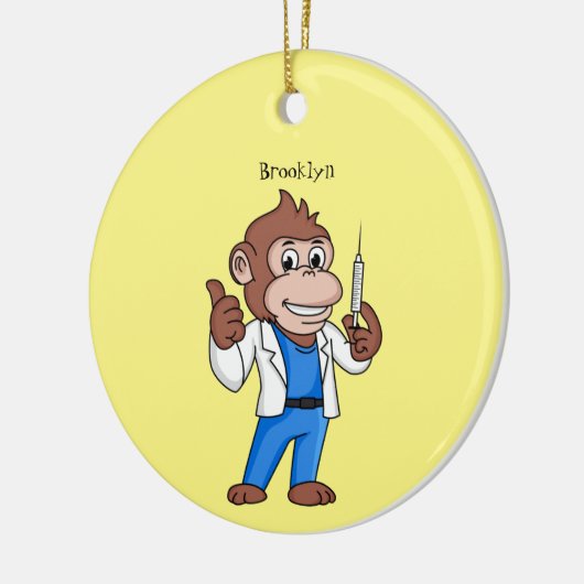 Funny Orang-Utan Cartoon Arzt Keramik Ornament (Links)