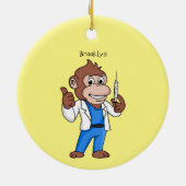 Funny Orang-Utan Cartoon Arzt Keramik Ornament (Hinten)