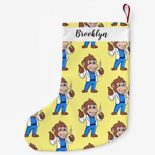 Funny Orang-Utan Cartoon Arzt Kleiner Weihnachtsstrumpf (Rückseite)