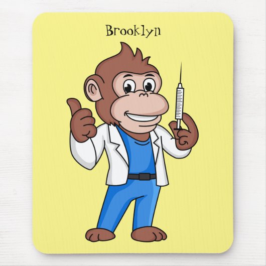 Funny Orang-Utan Cartoon Arzt Mousepad (Vorne)