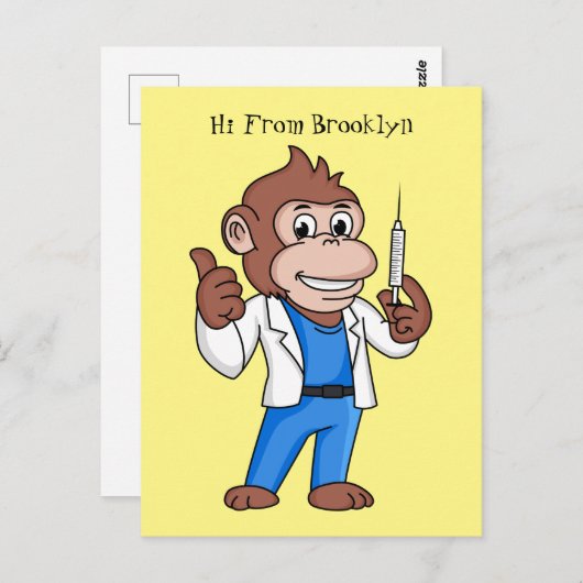 Funny Orang-Utan Cartoon Arzt Postkarte (Vorne/Hinten)