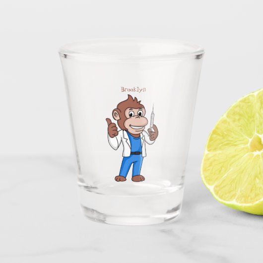 Funny Orang-Utan Cartoon Arzt Schnapsglas (Vorderseite)
