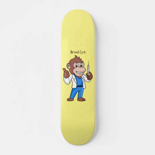 Funny Orang-Utan Cartoon Arzt Skateboard (Vorne)