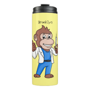 Funny Orang-Utan Cartoon Arzt Thermosbecher
