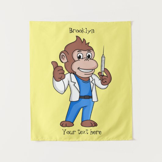 Funny Orang-Utan Cartoon Arzt Wandteppich (Vorderseite)