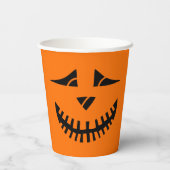 Funny Orange Black Pumpkin Face Halloween Pappbecher (Rückseite)