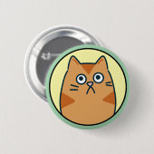 Funny Orange Cartoon Cat Button (Vorne & Hinten)