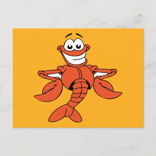 Funny ORANGE CARTOON LOBSTER lächelt glücklichen S Postkarte (Vorderseite)