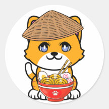 Funny Orange Cat isst Nudeln