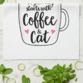 Funny Orange Cat Kaffee Tasse Chat Lover Geschirrtuch (Gefaltet)