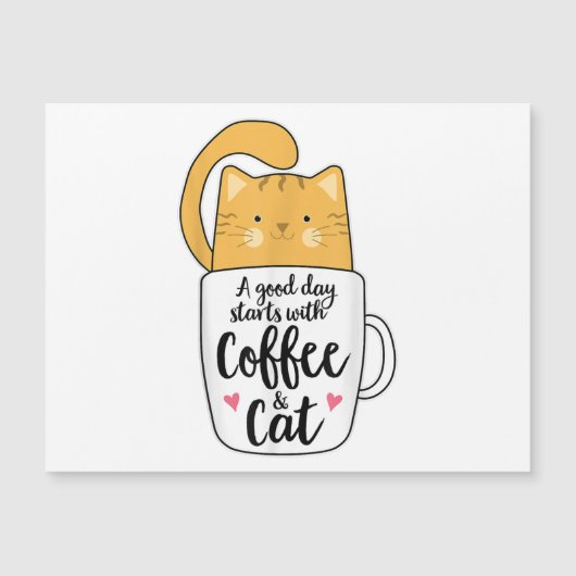 Funny Orange Cat Kaffee Tasse Chat Lover Magnetkarte (Vorderseite)