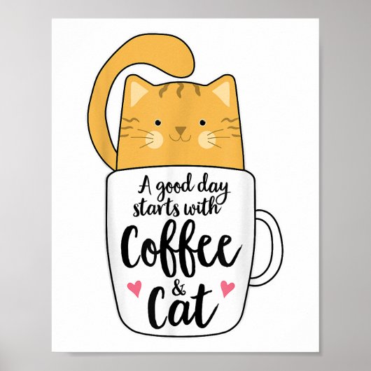 Funny Orange Cat Kaffee Tasse Chat Lover Poster (Vorne)