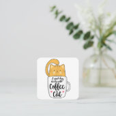 Funny Orange Cat Kaffee Tasse Chat Lover Quadratische Visitenkarte (Stehend Vorderseite)