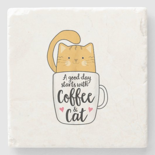 Funny Orange Cat Kaffee Tasse Chat Lover Steinuntersetzer (Vorderseite)