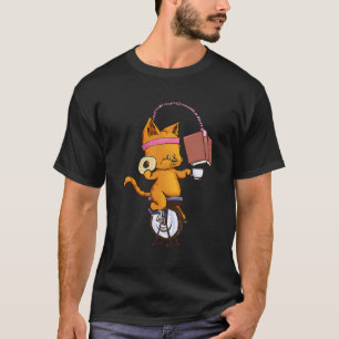 Funny Orange Cat Spin Book Coffee Workout Donut Gy T-Shirt