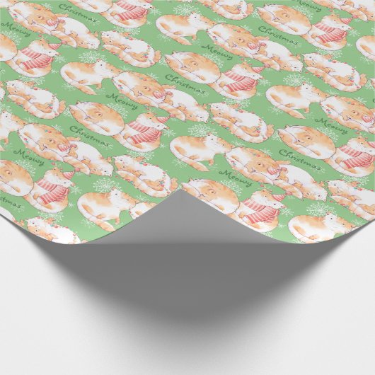 Funny Orange Cats Meowy Weihnachten Geschenkpapier (Ecke)