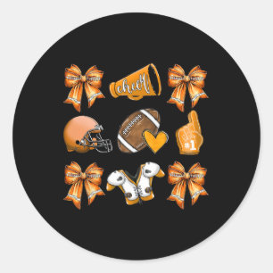 Funny Orange Cheer Coquette Football Mama Frauen G Runder Aufkleber