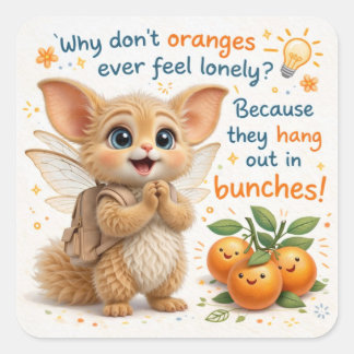 Funny Orange Dad Joke Quadratischer Aufkleber