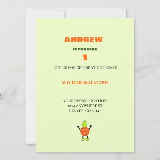 Funny Orange Einladung (Rückseite)