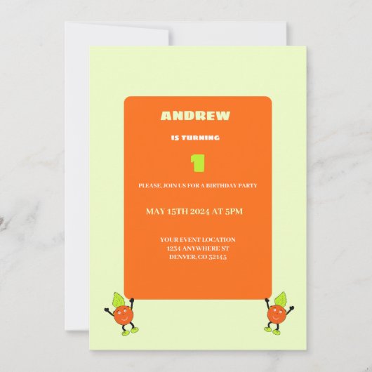 Funny Orange Einladung (Vorderseite)