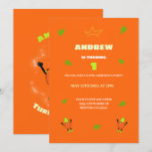 Funny Orange Einladung (Vorne/Hinten)