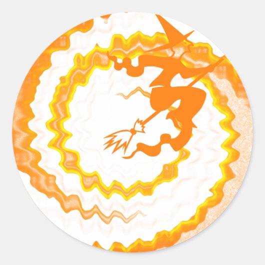 Funny orange fliegender Hexenzauber Halloween Runder Aufkleber (Vorderseite)