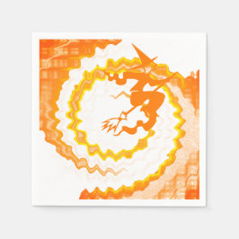 Funny orange fliegender Hexenzauber Halloween Serviette