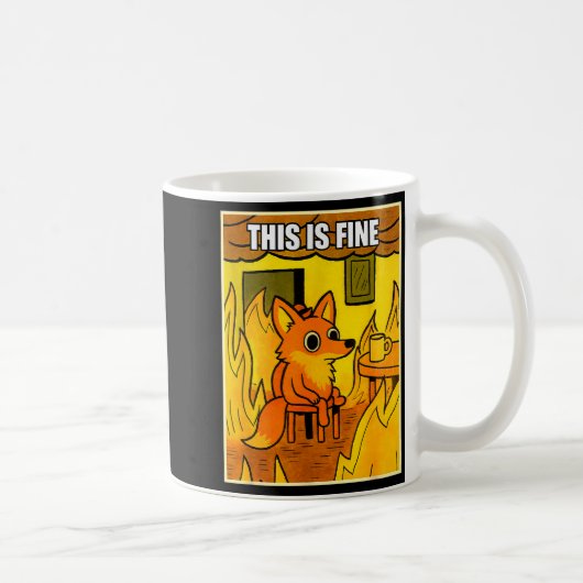 Funny Orange Fox This Is Fine Humor Meme Men Women Kaffeetasse (Rechts)